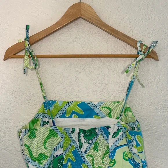 Lilly Pulitzer Green & Blue Sea Life Tie-Strap Sundress - Picture 5 of 6